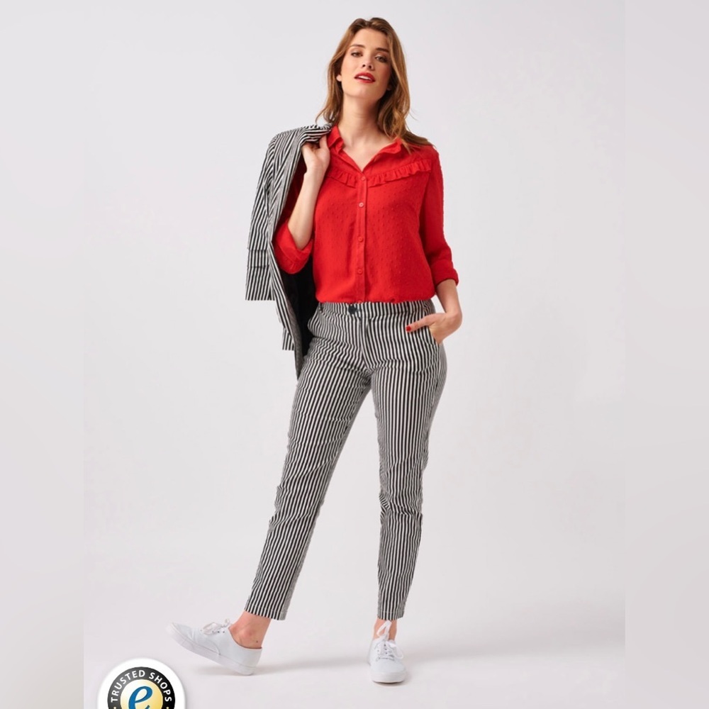 Smashed Lemon Trouser pants made in Amsterdam Netherlands white‎ black stripe